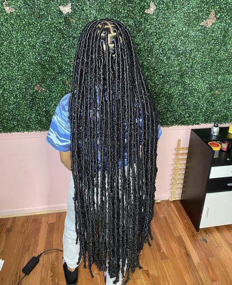 Faux Locs Long Length, Logs Hairstyle, 30 Inch Soft Locs, Real Looking Faux Locs, Long Distressed Faux Locs, Long Distressed Faux Locs Color, Faux Locs Waist Length, Old Faux Locs, December Hairstyles