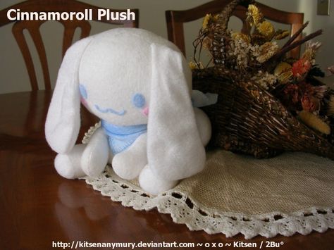 Cinnamoroll++•++Make+a+Cinnamoroll+plushie Cinnamoroll Plush, Plushie Patterns, Tag Print, Plush Pattern, Fabric Paint, Felt Toys, Chain Stitch, Blue Fabric, Rabbits