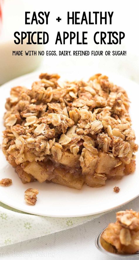 Apple Breakfast Bake Healthy, Best Dessert For Diabetics, Baked Apple Crumble Healthy, Apple Crisp Recipe No Flour, Healthy Baked Apples With Oats, Whole30 Apple Crisp, Apple Oat Crumble Recipe, 5 Ingredient Apple Crisp, Apple Oat Dessert