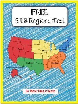 FREE Printable 5 US Regions Map Test - Homeschool Giveaways Us Regions Activities, Us Regions Map Free Printable, Adaptive Teaching, Turtle Activities, States Capitals, United States Regions, Third Grade Social Studies, Us Geography, Us Regions