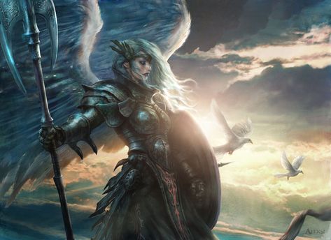 Woman In Armor, Magic: The Gathering, Mtg Art, Heroic Fantasy, Angel Warrior, Fantasy Artist, Angels And Demons, Fantasy Warrior, Arte Fantasy