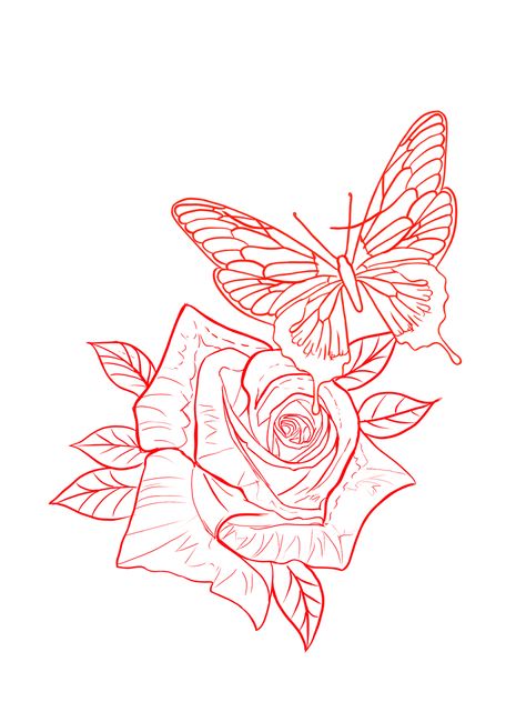 Rose With Butterfly Tattoo Design, Butterfly Rose Tattoo Stencil, Butterfly On Rose Drawing, Neck Tattoos Women Stencil, Foot Tattoo Stencils For Women, Men Stencil Tattoo, Butterfly And Rose Tattoo Stencil, Women Tattoo Stencil Designs, Shoulder Tattoo Stencils For Women