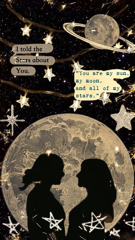 #moon #stars #sapphic #lesbian Sapphic Wallpapers, Cant Live Without You, Pastel Colour Palette, To My Parents, Moon Stars, Colour Palette, Pastel Colors, Vintage Posters, The Moon