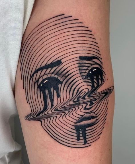 Tattoo Forearm Coverup, Blue Linework Tattoo, Dark Line Tattoos, Black And Grey Leg Tattoos, Liminal Tattoo, Dark Realism Tattoo Design, Trippy Tattoos For Guys, High Contrast Tattoo, Glitch Tattoo