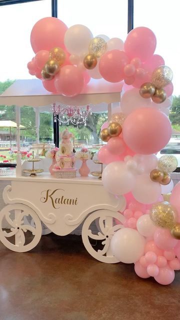 Sweet Life Candy Carts on Instagram: "Decorated Candy Cart + Balloon Garland" Candy Cart Decoration Ideas, Candy Cart Balloon Garland, Dessert Cart With Balloons, Candy Cart With Balloons, Candy Cart Decoration, Candy Cart Ideas, Dessert Cart, Ice Cream Party Theme, Watermelon Birthday Parties