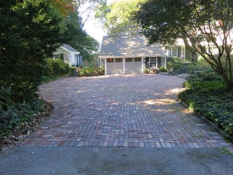 Brick Driveway Ideas, Antique Brick Pavers, Red Brick Pavers, Brick Paver Driveway, Cobblestone Pavers, Brick Driveway, Driveway Ideas, Brick Projects, Antique Brick