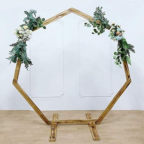 BalsaCircle Backdrop Stand BalsaCircle 7 feet Natural Wood Backdrop Stand Wedding Arch Heptagon Shape Party Events Receptions Accessories Decorations Supplies Wooden Wedding Arch, Photo Backdrop Stand, Wooden Wedding Arches, Boho Wedding Arch, Rustic Photography, Rustic Wedding Backdrops, Metal Wedding Arch, Wooden Backdrops, Rustic Style Wedding