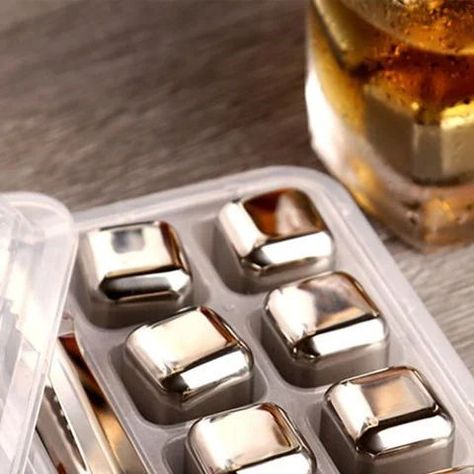 Disting Shop on Instagram: "New non-melting ice cubes don't melt into water, fast cooling drinks, preserving their flavor while chilling beverages like beer, wine and juice. The stainless steel ice cubes keep your drinks cold longer without dilution. The whole set contains: 8 Ice cubes, 1 Storage Box, 1 tongs. https://distingshop.com/product/stainless-steel-ice-cubes/ #beverage #drinking #drinks #drinkers #icecube #juice #soda #whiskeylover #whiskeyaddict #whiskey #gift #giftideas #luxurygifts Ice Stone, Whiskey Stones, Ice Cubes, Ice Cube, Liqueur, Vodka, Whiskey, Juice, Beer