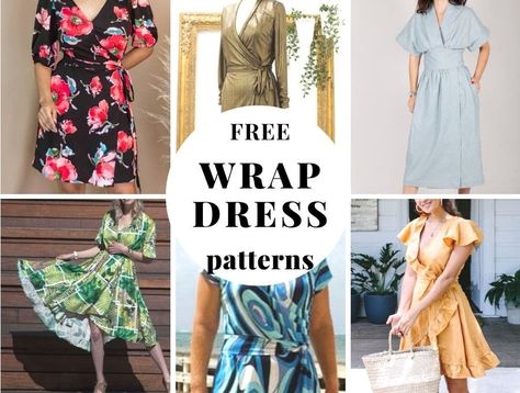 Vintage Wrap Dress Pattern, Wrap Dress Pattern Free, Wrap Dresses Diy, Dress Patterns For Women, Jersey Dress Pattern, Sweater Dress Pattern, Wrap Dress Sewing Patterns, Vintage Wrap Dress, Dress Sewing Patterns Free