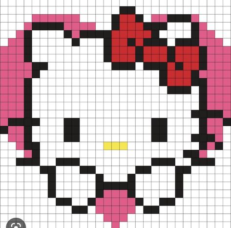 My Melody Crochet Grid, Cross Stitch Patterns Hello Kitty, Hello Kitty Christmas Pixel Art, Small Hello Kitty Pixel Art, 25x25 Pixel Art, Easy Pixel Art Hello Kitty, Hello Kitty Pixel Grid, 8 Bit Hello Kitty, Hello Kitty Pixel Art Grid