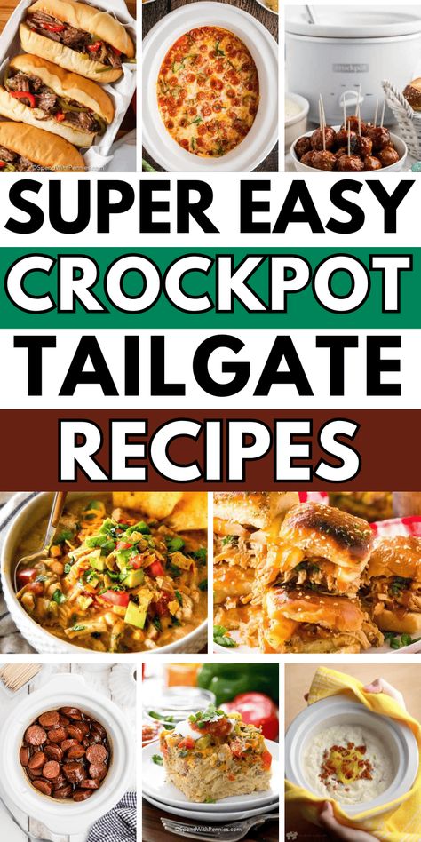 Easy game day recipes in the crockpot! These slow cooker tailgate food ideas are SO simple to make ahead for your football party. The best football game food crockpot, like slow cooker dips, appetizers, breakfast, meatballs, chicken. Crockpot tailgate food ideas, fall tailgate food crockpot, make ahead game day food, crockpot party food, crockpot recipes tailgate - tailgate dips crockpot, super bowl food crockpot, football game snacks, game day snacks for a crowd, football food appetizers dips. Tailgate Dips Crockpot, Game Day Food Crockpot, Crockpot Tailgate Food, Tailgate Food Crockpot, Football Food Dinner, Fall Tailgate Food, Dips Crockpot, Football Food Crockpot, Breakfast Tailgate Food