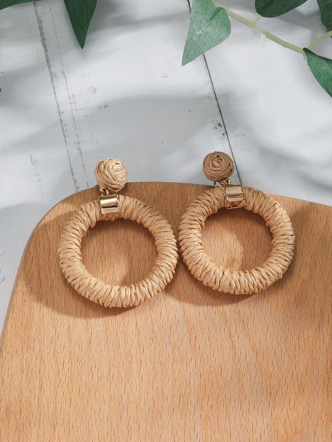 1pair Boho Straw Circle Drop Earrings For Women For Daily Decoration Straw Earrings, Circle Earrings, Amazing Products, Earrings For Women, Women's Earrings, Straw, Women's Fashion, Fashion Jewelry, Drop Earrings