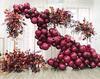 Burgundy and Pink Garland Kit 103pcs 12inch Burgundy - Etsy Pink Balloon Arch, Deco Ballon, Wedding Balloon Decorations, Baby Rosa, Gold Confetti Balloons, Pastel Balloons, Purple Balloons, Red Balloon, White Balloons