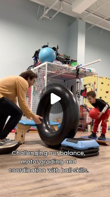 More Than A Gym on Instagram: "Challenging our balance, motor grading and coordination with ball skills. Verbal cues for “over” or “inside” provided! #morethanagym #pediatricpt #pediatricphysicaltherapy #pedipt #physicaltherapy #balance #coordination #ballskills #grossmotor #grossmotorskills #grossmotorplay #longisland" Sensory Circuits, Balance Activities, Adapted Pe, School Based Therapy, Pediatric Pt, Therapy Ball, Pediatric Physical Therapy, Recreation Therapy, Balance Training