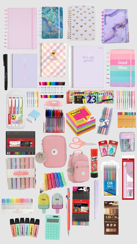 Highschool Supplies, Cute School Supplies Aesthetic, High School Essentials, School Backpack Essentials, Preppy School Supplies, School Routine For Teens, Pretty School Supplies, Bonfire Party, Cute Stationary School Supplies