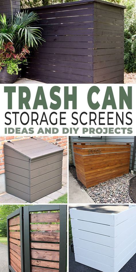 If you have “trashy” looking garbage cans, storage ideas like these are exactly what you need! DIY your own garbage can sheds, screens and cover ups using these step by step tutorials. #storage #garbagecanstorage #trashcanstorage #outdoortrashcanstorage #diy #diygarbagecanstorage #garbagecanenclosure #trashcanshed Can Storage Ideas, Laying Pavers, Garbage Can Shed, Trash Can Storage Outdoor, Hide Trash Cans, Garbage Can Storage, Trash Can Storage, Garbage Shed, Rustic Landscaping