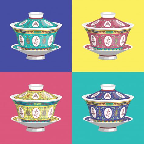 Chinese Tea Packaging, Tea Vector, Asian Tea Sets, Chinese Graphic, Tea Cup With Lid, Tea Display, Chinese Tea Cups, Tea Cup Design, Tea Illustration