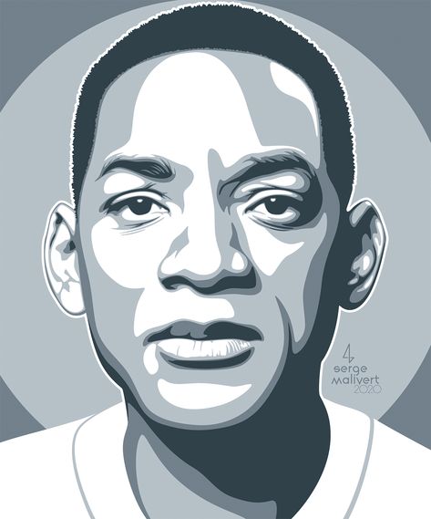 Poster Portrait Design, Will Smith Drawing, Posterized Portraits, Vector Art Portrait, Monochromatic Portrait, Vector Portraits, Family Watercolor, Portraits Pop Art, Vector Portrait Illustration