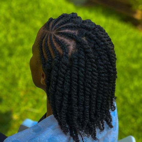 Two Strand Twist With Cornrows, Flat Twist Into Two Strand Twist, Two Strand Twist With Braids, Two Strand Twist Protective Hairstyles, Flat Twist Protective Hairstyles, Two Strand Twist Hairstyles Natural Hair Women, Flat Twist With Two Strand Twist, Two Strand Hairstyles, Natural Hair Flat Twist Styles Updo