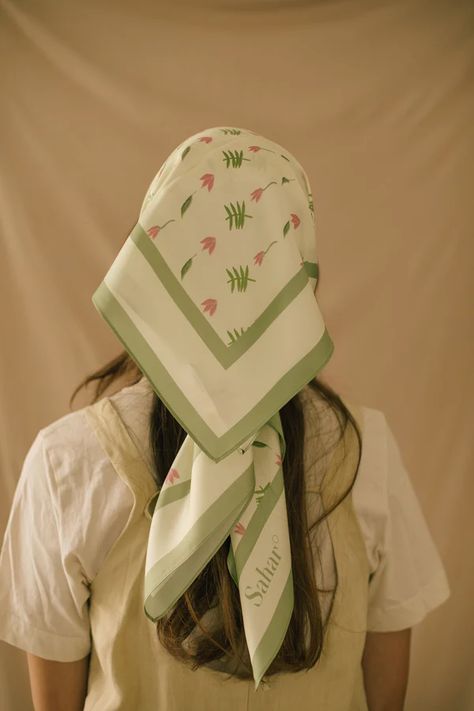 Peasant Head Scarf, People Png, Silk Headscarf, Head Scarves, Hair Scarf Styles, Peasant Style, Pistachio Green, Hair Scarf, How To Wear Scarves