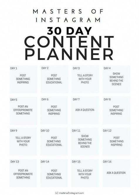 30 Day Instagram Content Planner by Masters of Instagram on @creativemarket 30 Day Content Planner, Instagram Content Planner, Instagram Calendar, Instagram Plan, Instagram Planner, Media Planner, Content Planner, Instagram Marketing Tips, Marketing Logo