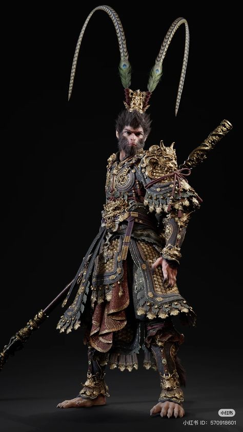 Monkey King Anime Art, Sun Wukong X Y/n, Black Myth Wukong Art, Black Myth Wukong Wallpaper, Sun Wu Kong, Son Wukong, Wu Kong, Iphone Wallpaper Texture, Handsome Monkey King