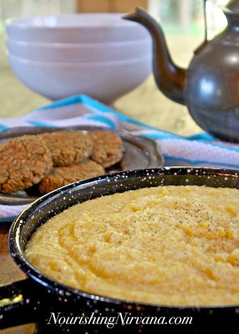 Creamy Yellow Grits — Nourishing Nirvana Corn Porridge, Yellow Grits, Southern Breakfast, Creamy Grits, Corn Grits, Cheesy Grits, Grits Recipe, Vegan Entree, Nutritious Breakfast