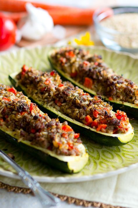 Baked Stuffed Zucchini Boats is an easy, delicious go-to dinner loved by all ages. My husband, who doesn't like zucchini, cleaned his plate!! Baked Stuffed Zucchini, Zucchini Boats Recipe, Zucchini Boat Recipes, Stuffed Zucchini Boats, Stuffed Zucchini, Zucchini Boats, Beef And Rice, Cooking Classy, Zucchini Recipes