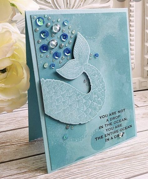 Handmade Mermaid Cards, Mermaid Cards Handmade, Mermaid Cards, Mermaid Card, Papyrus Cards, Handmade Mermaid, Nautical Cards, Beach Cards, Summer Cards