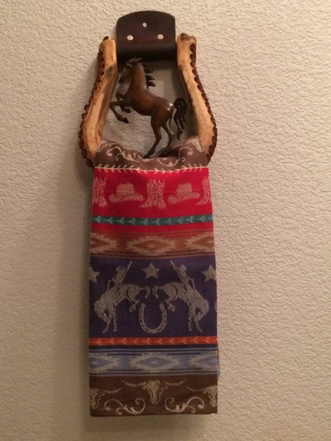 Western Inspiration, Cowboy Decor, Cowboy Decorations, Towel Holders, Bath Ideas, Stirrups, Western Decor, Towel Holder, Western Style