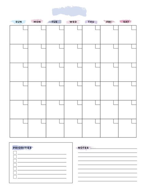 Free Printable Blank Calendar, Free Blank Calendar, Blank Calendar Pages, Free Printable Calendar Templates, Blank Monthly Calendar, Study Planner Printable, Monthly Planner Template, Blank Calendar Template, Monthly Calendar Template