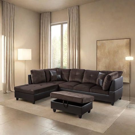 Amazon.com: GlasFlength L Shaped Sofa with Ottoman Modern Sectional Living Room, Bedroom, Office, L Couch Black Leather : Home & Kitchen Modern Sectional Living Room, Modern Couch Sectional, Modern Couches, L Shaped Sectional Sofa, Couch Black, L Shaped Sectional, Couches For Living Room, Sofa With Ottoman, U Shaped Sectional Sofa