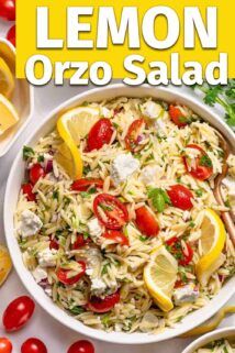 Orzo Salad With Feta, Lemon Orzo Salad, Vegan Feta Cheese, Lemon Orzo, How To Cook Orzo, Salad Recipes Healthy Easy, Lemon Butter Chicken, Salad With Lemon, Salad With Feta