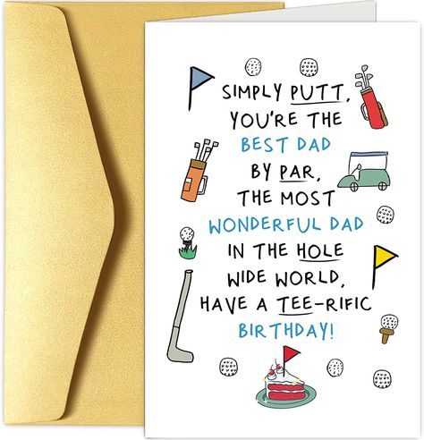 Cards For Grandpa Birthday, Dads Birthday Cards From Daughter, Birthday Cards For Dads Funny, Golf Birthday Card Ideas, Golfing Birthday Cards, Homemade Gifts For Dad Birthday, Dad Joke Birthday Card, Birthday Cards For Dad From Daughter, Birthday Card Ideas For Grandfather