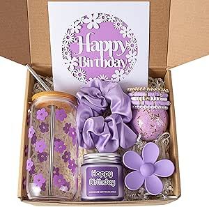 MiniCauliSprout Birthday Gifts For Women, Teen Girl, Girl, Her, Happy Birthday Gift Box For Girl, Women, Sister, Daughter, Friends, Cute Daisy Aesthetic Glass Cups Gift Set 7pcs, 16oz, Purple Daisy Aesthetic, Diy Gifts To Sell, Cup Gift Set, Aesthetic Glass, The Best Aesthetic, Birthday Hampers, Girly Christmas, Best Aesthetic, Cute Gifts For Friends