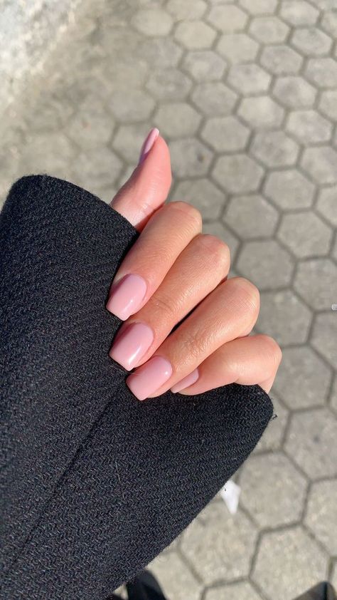 Light Pink Acrylic Nails Squoval, Light Rose Pink Nails, Pale Rose Nails, Short Square Nails Light Pink, Shellac Nails Light Pink, Light Pink Squoval Nails, Nail Inspo Square Pink, Baby Rose Nails, Pink Nails Squoval