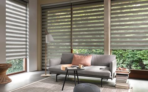 Grey Blinds | Luxaflex® Inspiration For Windows - luxaflex.co.uk Persiana Sheer Elegance, Roller Blinds Design, Blinds Inspiration, Cortina Roller, Window Roller Shades, Grey Blinds, Blackout Roller Shades, Zebra Blinds, Blinds Design