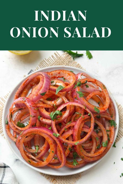 Onion Salad Indian, Indian Onion Salad, Onion Recipes Indian, Indian Canapes, Indian Condiments, Indian Salad Recipes, Salad Indian, Indian Sides, Onion Salad Recipe