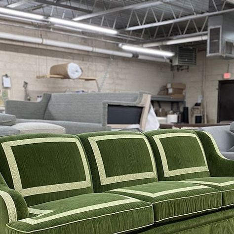 Sofa Upholstery Ideas Fabrics Velvet, Contrasting Piping Upholstery, Green Velvet Curved Sofa, Green Velvet Sofa Antique, Round Room, Velvet Upholstery Fabric Perigold, Cut Velvet Upholstery, Velvet Sofas, O Henry