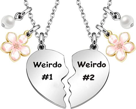 Amazon.com: Maxforever Friendship Gift, Weirdo 1 Weirdo 2 Split Heart Pendant Necklaces BFF Gift for Best Friend (Blue Crystal): Clothing, Shoes & Jewelry Friend Hoodies, Best Friend Hoodies, Bff Jewelry, Bff Gift, Food Clothes, Cricut Craft, Gift For Best Friend, Friendship Necklaces, Cricut Craft Room