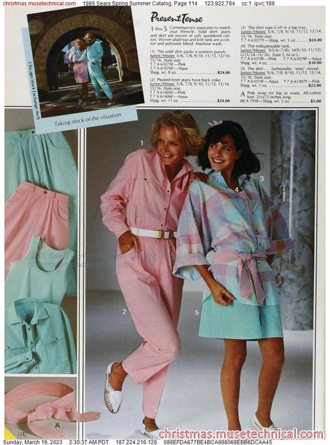 1985 Sears Spring Summer Catalog, Page 114 - Catalogs & Wishbooks 1980's Outfits, 90s Ads, Early 90s Fashion, 1980s Outfits, 80s Womens Fashion, 80s Inspired Outfits, 1980 Fashion, 80s Pastel, Chicana Style