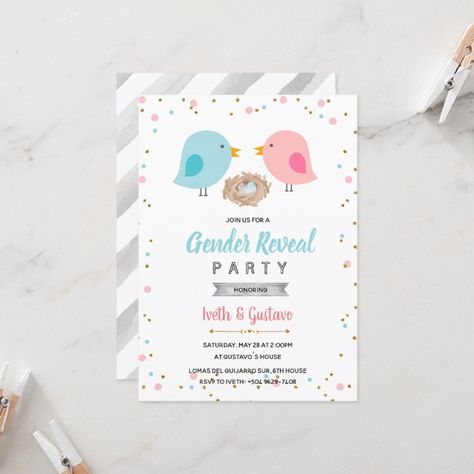 Bird Gender Reveal Party, Bird Gender, Gender Reveal Party Invitations, Bird Theme, Boho Theme, Reveal Party, Reveal Parties, Gender Reveal Party, Gender Reveal