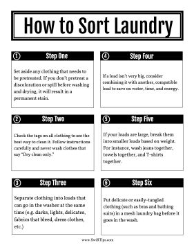 Make sure your clothes get clean and stay new-looking with this printable guide for sorting and doing laundry. Free to download and print How To Sort Laundry, Living Room Cleaning Checklist, Laundry Printables, Stain Removal Chart, Clean Room Checklist, Laundry Sorting, Living Room Cleaning, Laundry Business, Clothes Washing Machine