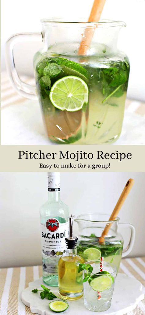 Mojitos By The Pitcher, Mojito Recipe Pitcher, Mojito Pitcher, Best Mojito Recipe, Easy Mojito Recipe, Mojito Mix, Vodka Mojito, Summer Party Drink, Mojito Recipe Classic