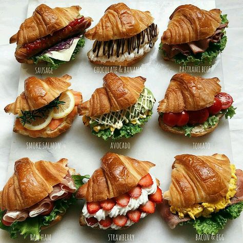 Croissant Sandwich, Makanan Diet, Breakfast Brunch Recipes, Food Platters, Food Presentation, Cafe Food, Pretty Food, Food Menu, Brunch Recipes