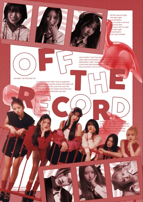 Cute Poster Kpop, Off The Record Ive Aesthetic, Ive Poster Prints, Red Kpop Poster, Ive Off The Record, Off The Record Ive, Lyric Poster Kpop, Graphic Poster Art Kpop, Room Posters Kpop