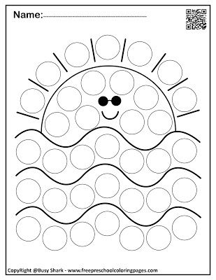 summer dot markers free printables for kids , preschool coloring pages perfect in summer season and holidays for toddlers, preschool, and kindergarten Dot Markers Art, Do A Dot Art, Dot Marker Printables, Summer Preschool Crafts, Dot To Dot Printables, Summer Preschool Activities, Preschool Activities Printable, Dot Marker Activities, Summer Worksheets