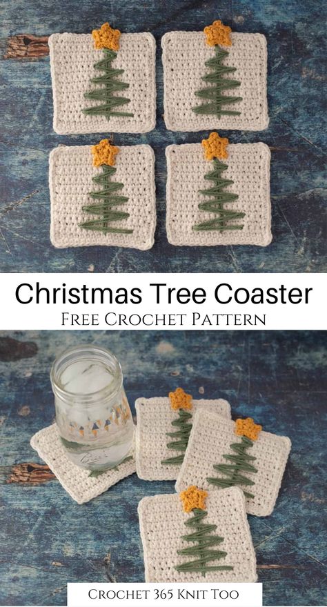 Christmas Crochet Patterns Coasters, Crochet Holiday Placemats Free Pattern, Diy Crochet Christmas Gifts, Crochet Christmas Coaster Pattern, Christmas Crochet Placemats, Christmas Coaster Crochet, Beginner Christmas Crochet, Crochet Christmas Coasters Free, Christmas Crochet Coaster