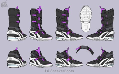 lotz on X Cool Shoes Drawing, Shoe Concept Art, Boots Design Drawing, Shoes Back View, Shoes Concept Art, Cyberpunk Shoes, Shoe Design Ideas, Shoe Reference, Shoes Reference