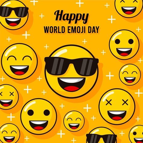 Flat world emoji day illustration Free Vector Emoji Day Poster, Emoji Day, World Emoji, World Emoji Day, Get Instagram Followers, Flat World, Laughing Face, Emoji Design, Day Illustration